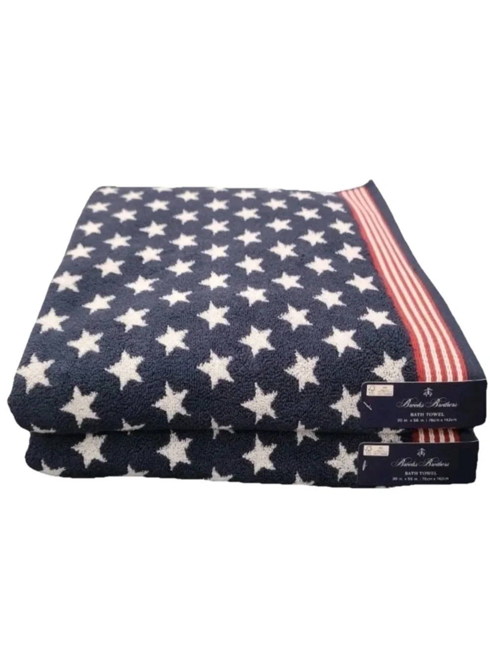 Brooks Brothers Red White Blue Stars Stripes Bath Hand Washcloth Towels 8pc New